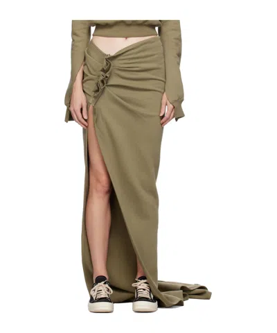 Rick Owens Drkshdw Edfu Long Skirt In Brown