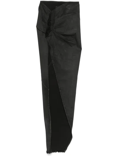 Rick Owens Drkshdw Black Porterville Edfu Denim Maxi Skirt In 99 Black Wax