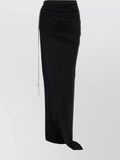 Rick Owens Drkshdw Edfu Drawstring Slit Skirt In Black