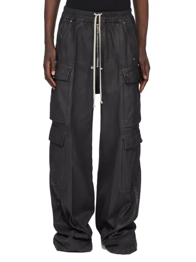 RICK OWENS DRKSHDW DRAWSTRING WIDE-LEG CARGO TROUSERS