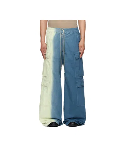 Rick Owens Drkshdw Elastic Waist Denim Overalls In Gray/blue