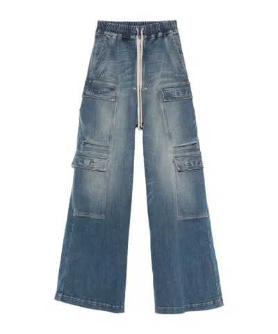 Rick Owens Drkshdw Blue Hollywood Double Jumbo Belas Denim Cargo Pants