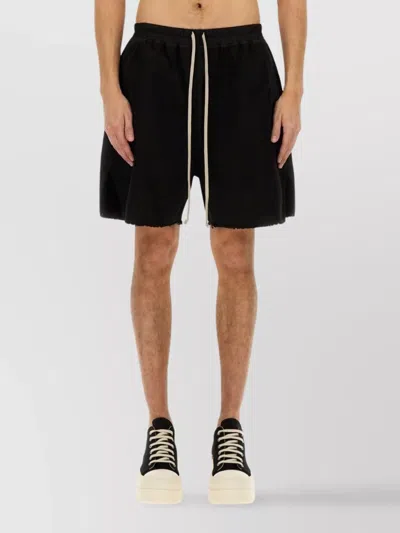 RICK OWENS DRKSHDW ELASTIC WAISTBAND FRAYED HEM SIDE ZIPPERS