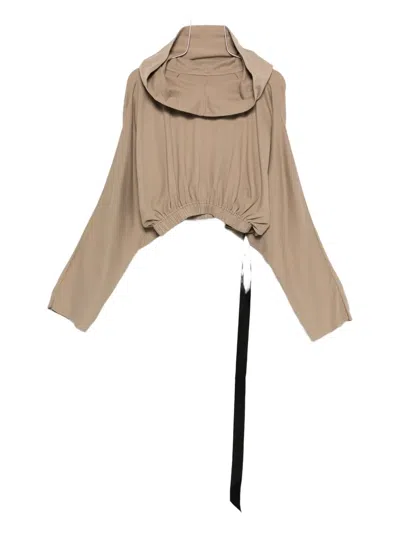 Rick Owens Drkshdw Elasticated-hem Hoodie In Brown