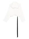 Rick Owens Drkshdw Hooded Cropped Long Sleeve Tunic In White