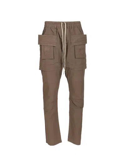 Rick Owens Drkshdw Elasticated Waist Cargo Pants In Brown