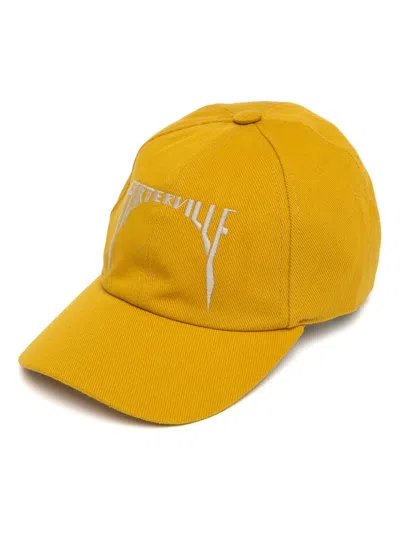 Rick Owens Drkshdw Embroidered Logo Cap In Yellow