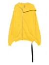 Rick Owens Drkshdw Exaggerated Cotton Hoodie In Yellow