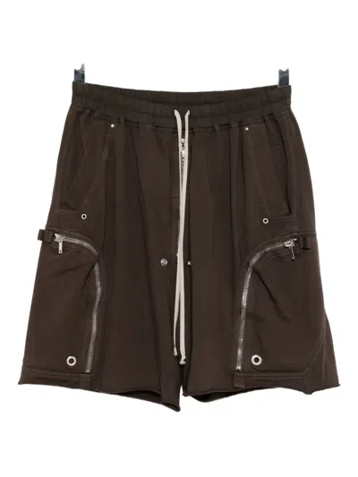 Rick Owens Drkshdw Eyelet-embellished Cotton Shorts In Brown
