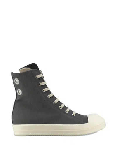 Rick Owens Drkshdw Hollywood Eyelet Sneaker High "dark Dust Milk" In Gray