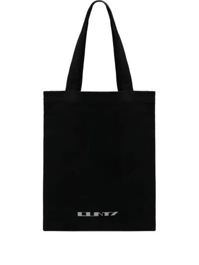 Rick Owens Drkshdw Fabric Shopping Bag Shopper With Logo In Black