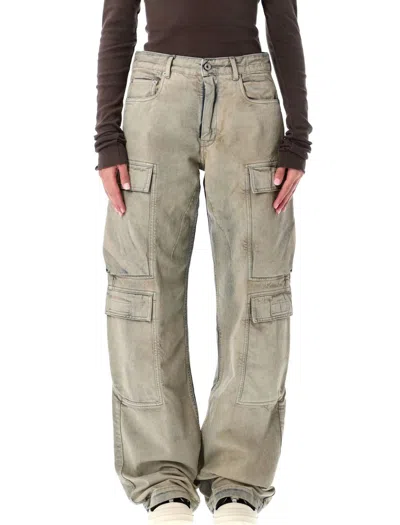 Rick Owens Drkshdw Faded Cargo Pants In Green