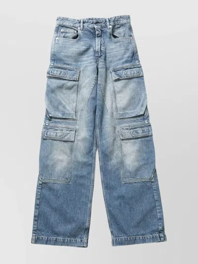 Rick Owens Drkshdw Faded Wash Cargo Double Jeans In Blue