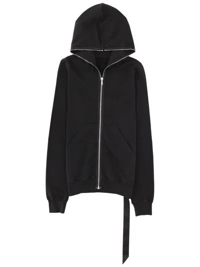 Rick Owens Drkshdw Hooded Cotton Jersey Hip Length Jacket In Black