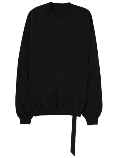 Rick Owens Drkshdw Neutrals Hun Crewneck Hanging Strap Hoodie In Black