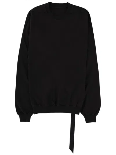 Rick Owens Drkshdw Neutrals Hun Crewneck Hanging Strap Hoodie In Black