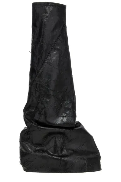 Rick Owens Drkshdw "desire" High Shaft Pointed Toe Slouchy Boots In Black