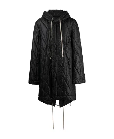 Rick Owens Drkshdw Fishtail Hooded Parka In Black