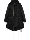 Rick Owens Asymmetrical-front Cotton Fishtail Parka In Black