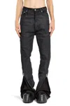 Rick Owens Drkshdw Mens Black Wax Zipped Straight-leg Stretch Coated-denim Jeans In Black