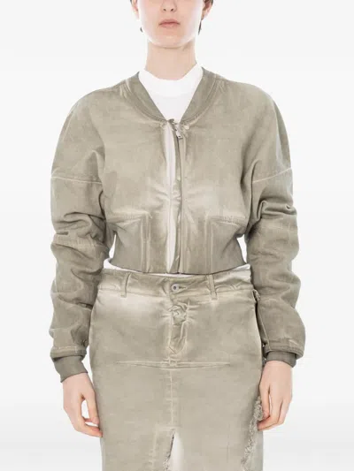 Rick Owens Drkshdw Flight Long-sleeve Cropped Bomber Jacket In Green