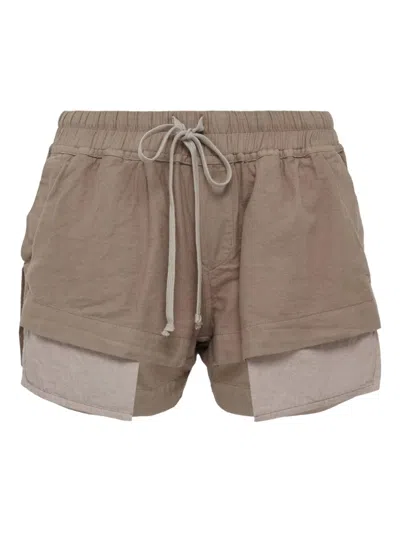 Rick Owens Drkshdw Fog Boxers Flannel Shorts In Brown