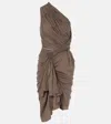 Rick Owens Drkshdw Fog Draped Cutout Cotton Minidress In Grey