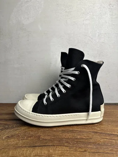 Pre-owned Rick Owens Drkshdw Fogachine Cotton Denim High Sneakers In Black