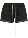 Rick Owens Drkshdw 'layered Design' Elastic Waistband Shorts In Black