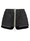 Rick Owens Drkshdw 'layered Design' Elastic Waistband Shorts In Black