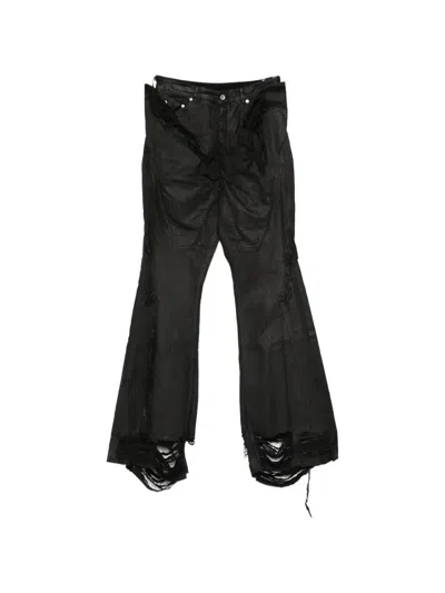 Rick Owens Drkshdw Frayed Denim Jeans In Black