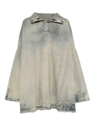 Rick Owens Drkshdw Frayed Denim T-shirt In Neutral