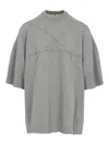 Rick Owens Drkshdw Asymmetric Hem Cotton Fleece T-shirt In Gray