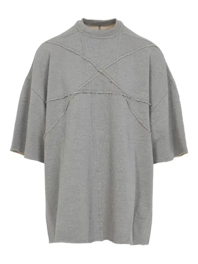 Rick Owens Drkshdw Frayed-detail Panelled T-shirt In Gray