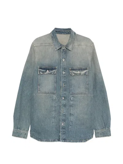 Rick Owens Drkshdw Frayed-hem Denim Jacket In Blue