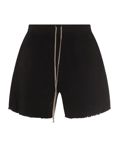 Rick Owens Drkshdw Frayed-hem Drawstring Shorts In Black