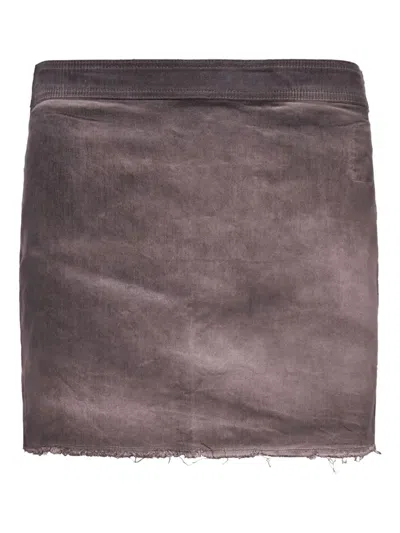 Rick Owens Drkshdw Frayed-hem Mini Skirt In Black
