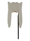 Rick Owens Drkshdw Frayed-hem Raglan-sleeve Top In Gray