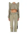 Rick Owens Drkshdw Cropped Knitwear Shoulder Pads In Green