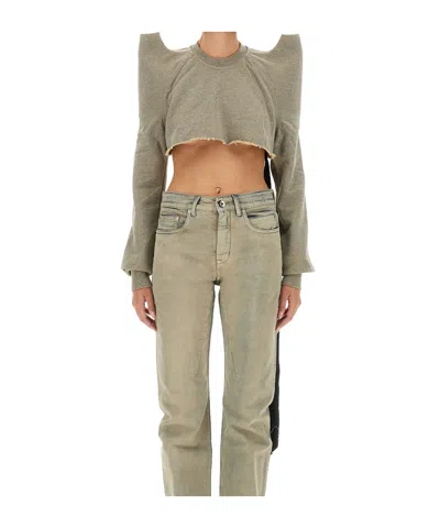 RICK OWENS DRKSHDW FRAYED-HEM RAGLAN-SLEEVE TOP