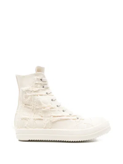 Rick Owens Drkshdw Frayed Lace-up Sneakers In Neutral