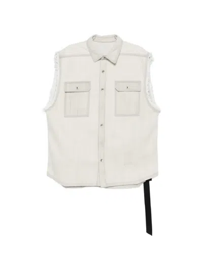 Rick Owens Drkshdw Frayed Pocket Shirt Jacket In Neutral