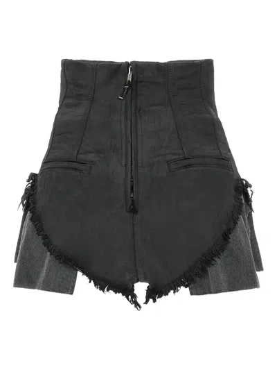 Rick Owens Drkshdw Frayed Shorts In Black