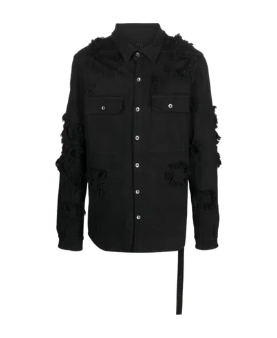 Rick Owens Drkshdw Fringe-detail Shirt Jacket In Black