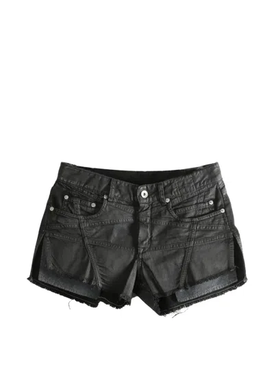 Rick Owens Drkshdw Temple Lana Cut Offs Denim Shorts In Black