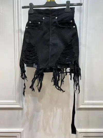 Rick Owens Drkshdw Fringed Hem Shorts In Black