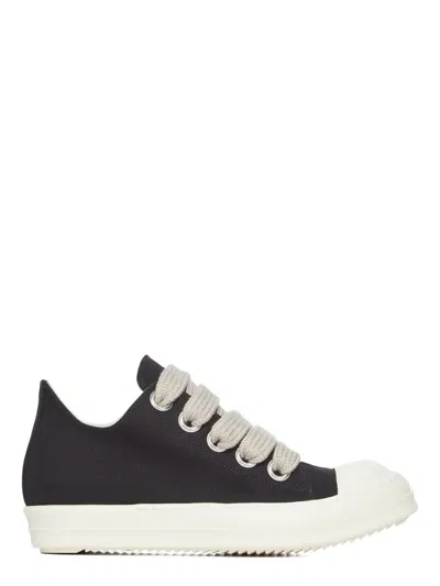 Rick Owens Drkshdw Front Lace-up Cotton Sneakers In Nero