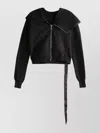 Rick Owens Drkshdw Full Hooded Long Sleeve Zip Cardigan In Black