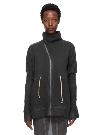 Rick Owens Drkshdw Funnel Neck Cotton Sweatshirt With Side Pockets In Black