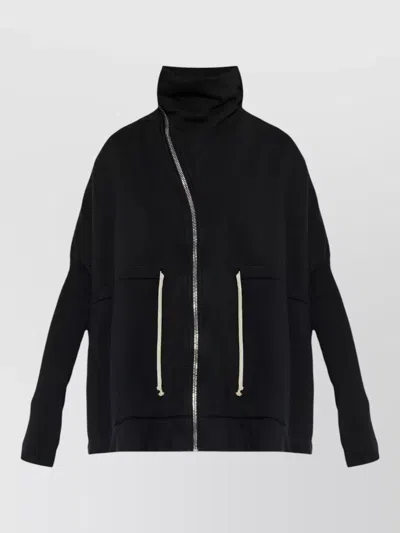Rick Owens Drkshdw Funnel Neck Knitwear High Collar Drawstring In Black